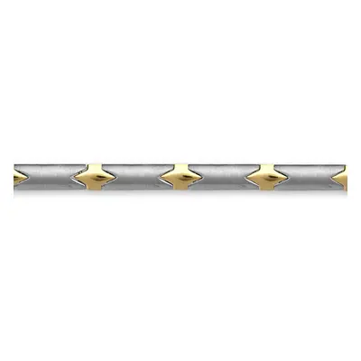 Jewelco London Ladies Solid 9ct Yellow and White Gold Zig-Zag Satin Matte Line 6mm Gauge Designe