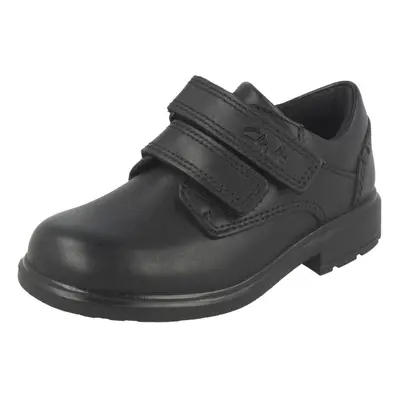 (UK Infant, Black) Boys Clarks Double Strap School Shoes Remi Pace - H Fit