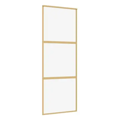 vidaXL Sliding Door Interior Barn Door Gold Clear ESG Glass and Aluminium