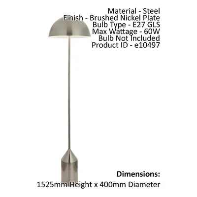 Floor Lamp Light Brushed Nickel Plate 60W E27 Complete Standing Lamp