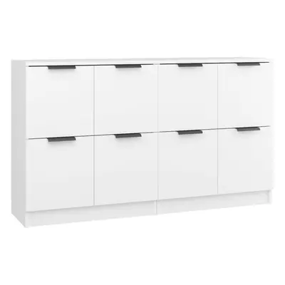 vidaXL 2x Sideboards White Engineered Wood Storage Cabinet Home Organiser