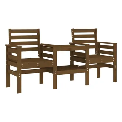 (honey brown pine) vidaXL Garden Bench with Table Outdoor 2-Seater Bench Chair Solid Wood Pine