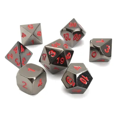 () Metal Polyhedral Dice with Bag Green Red Piece Set DnD RPG