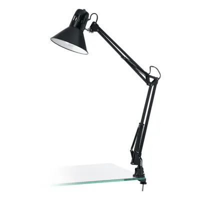 Table Desk Lamp Shiny Black Steel Moveable In Line Switch Bulb E27 1x40W