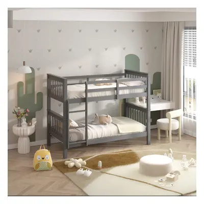 (Grey, x Single Mattresses) Luca Single Wooden Bunk Bed Frames | Optional Mattress