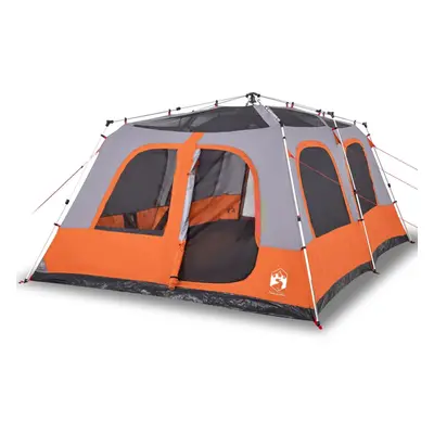 (Grey and orange) vidaXL Family Tent Dome 10-Person Lightweight Tent Camping Tent Quick Release