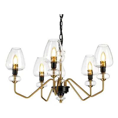 5 Bulb Chandelier Aged Brass Finish Plated And Charcoal Black Paint LED E14 40W