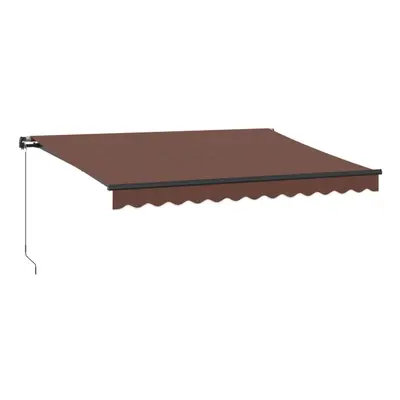 vidaXL Manual Retractable Awning with LED Privacy Screen Brown 350x250 cm