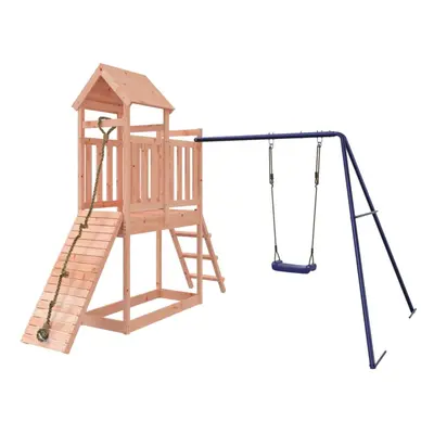 (solid douglas wood) vidaXL Playhouse Climbing Frame with Swing Climbing Wall Kids Solid Wood Pi