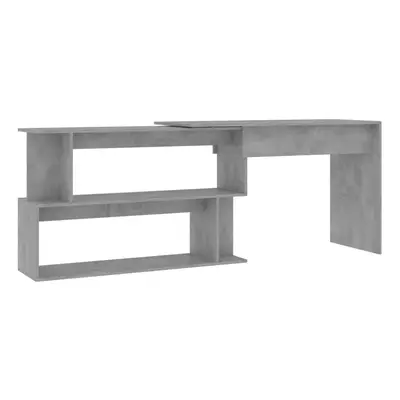 vidaXL Corner Desk Concrete Grey Engineered Wood Bedroom Office Workstation