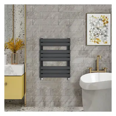 (800x600mm) WarmeHaus - Minimalist Heated Towel Rail Radiator Bathroom Flat Panel Black