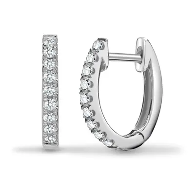 Jewelco London Solid 18ct White Gold Pave Set Round G SI1 0.14ct Diamond Eternity style Huggie H