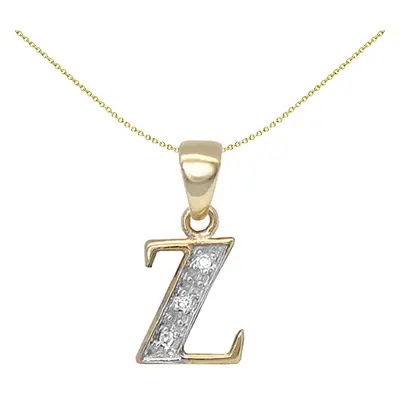 Jewelco London 9ct Yellow Gold Pave Set Round H I2 0.02ct Diamond Identity Dainty Initial ID Cha