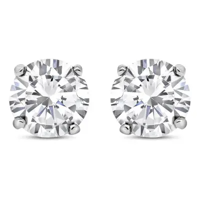 Jewelco London Ladies 9ct White Gold Cubic Zirconia Claw Stud Earrings - 6mm - SENR02406