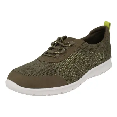 (UK 4.5, Khaki (Green)) Ladies Clarks Elasticated Fastener Sports Trainers Step Allena Bay - D F