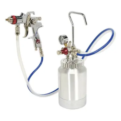 PROFESSIONAL HVLP Pressure Pot Spray Gun / Airbrush - 2L - Adjustable Flow & Fan