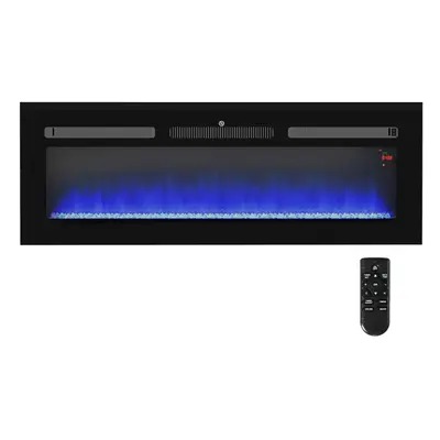 HOMCOM 127cm Electric Fireplace Recessed and Wall Mounted Electric Fire Black