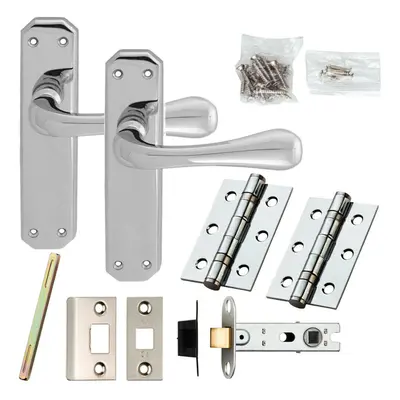 Door Handle & Latch Pack Chrome Heavy Duty Prism Lever Backplate x 40mm