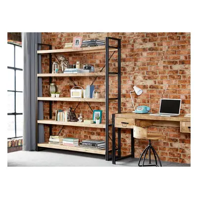 Cabrio Industrial Large Open Shelf Bookcase Living Room Office Solid Wood