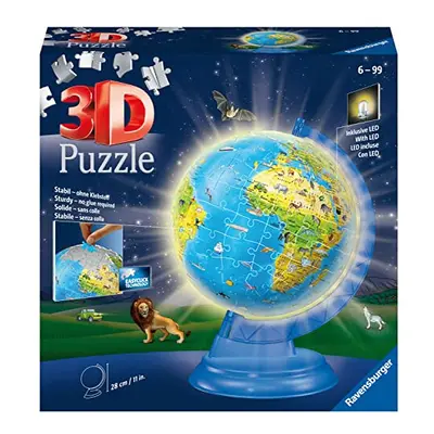 Light Up World Globe for Children Age Years Up - 3D Jigsaw Puzzle - Pieces + Accessories - No Gl