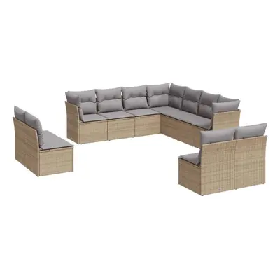 vidaXL Garden Sofa Set Piece with Cushions Outdoor Sofa Beige Poly Rattan