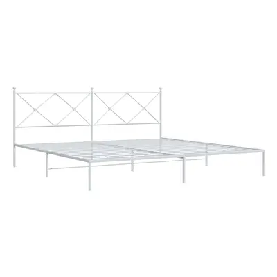 (white, 200x200cm/with headboard) vidaXL Metal Bed Frame with Headboard and Footboard Bed Base B