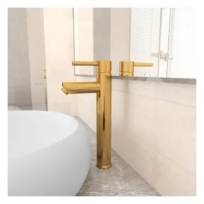 vidaXL Bathroom Mixer Tap Gold Sink Basin Faucet Plumbing Fixture Fitting