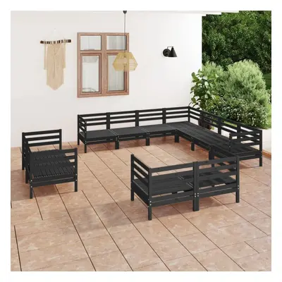 vidaXL Garden Lounge Set Outdoor Lounge Set Piece Solid Wood Pine Black