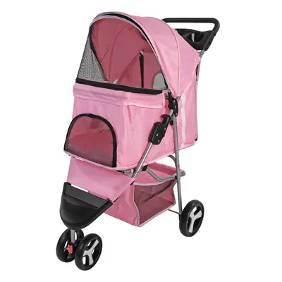 Pet Stroller Dog Cat Puppy Pram Pushchair Travel (Pink)