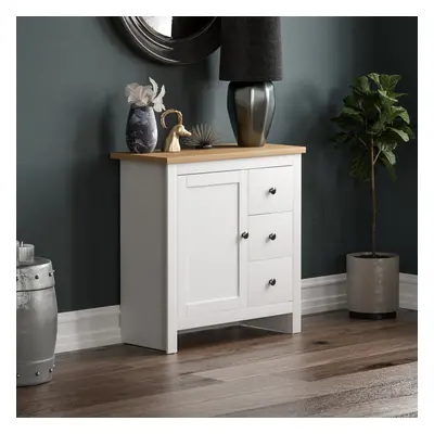 (White & Oak) Arlington Drawer Door Sideboard Cabinet Oak Top