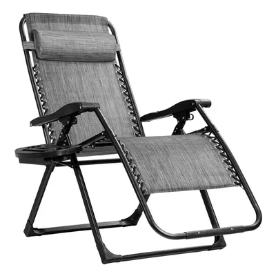 Folding Zero Gravity Chair Lounge Chaise Chair W/ Detachable Headrest