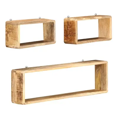 3 Piece Wall Cube Shelf Set Soild Mango Wood