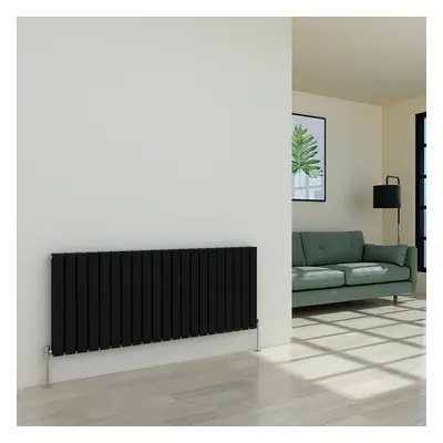 (600 x 1430mm Double, Black) Flat Panel Designer Radiator