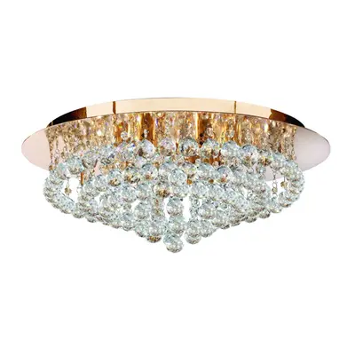 Searchlight 3408-8GO Hanna Light Gold Round Flush Clear Crystal Balls Light.