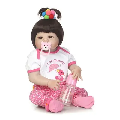 23inch Soft Cloth Body Silicone Reborn Lifelike Baby Doll Girl Bebe Alive Christmas Gift