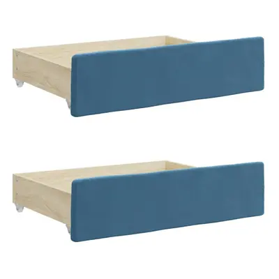 vidaXL Bed Drawers Storage Unit Bed Box pcs Blue Engineered Wood and Velvet