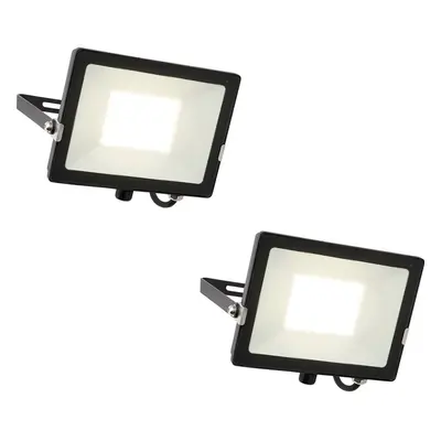 2 PACK Outdoor Waterproof LED Floodlight - 50W Cool White LED - Matt Black