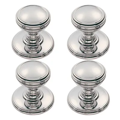 4x Ringed Tiered Cupboard Door Knob 38mm Diameter Polished Chrome Cabinet Handle