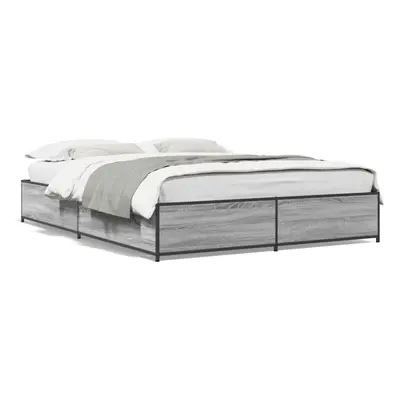 (grey sonoma, x cm/ cm) vidaXL Bed Frame Bed Black 180x200 cm Super King Engineered Wood and Met