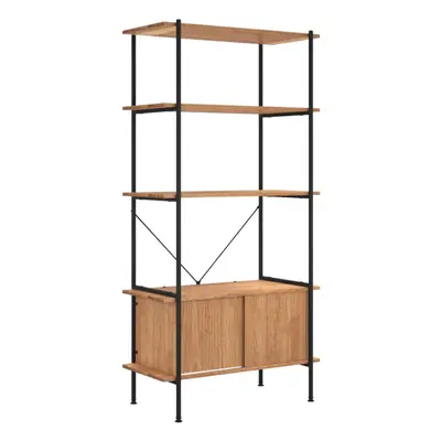 (Light brown and black, x x cm (W x D x H)) vidaXL Shelving Unit with Cabinet Display Shelf Stee