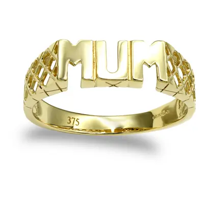 (N) Jewelco London Ladies Solid 9ct Yellow Gold Basket Sides MUM Ring