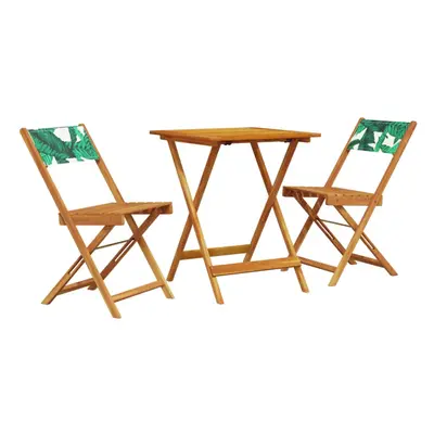 vidaXL Bistro Set Piece Outdoor Bar Set Leaf Pattern Fabric and Solid Wood