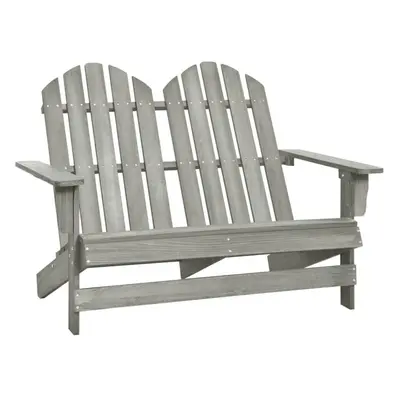 vidaXL Solid Fir Wood 2-Seater Garden Adirondack Chair Grey Wooden Armchair