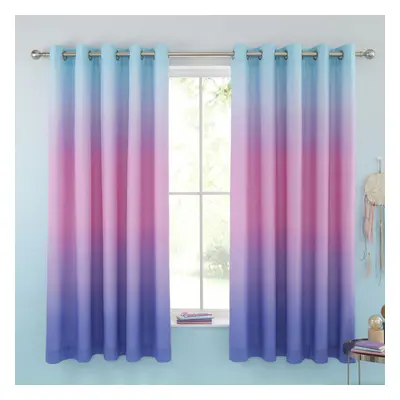 Catherine Lansfield Ombre Rainbow Clouds Eyelet Curtains, Pastel, x Inch