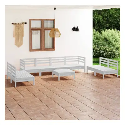 vidaXL Solid Pinewood Garden Lounge Set Piece White Outdoor Seating Sofa