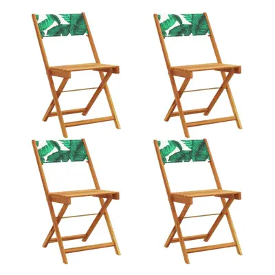 (leaf pattern, pcs) vidaXL Bistro Chairs Outdoor Chair Dining Chair Solid Wood Acacia and Fabric