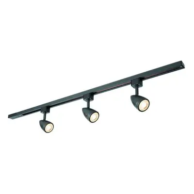 1m Adjustable Ceiling Track Spotlight Kit Matt Black 3x GU10 Downlight Rail