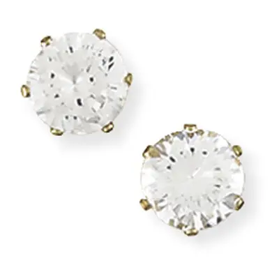 Jewelco London Ladies 9ct Yellow Gold Cubic Zirconia Claw Stud Earrings - 8mm - SENR02308