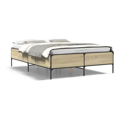 (sonoma oak, x cm/ cm) vidaXL Bed Frame Home Bed Base Mattress Foundation Engineered Wood and Me