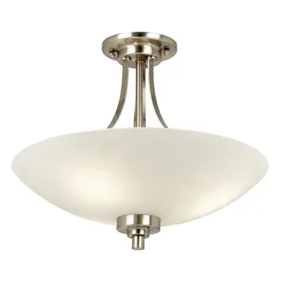 Semi Flush Ceiling Light Satin Chrome Glass Bulb Feature Lamp Holder Fitting